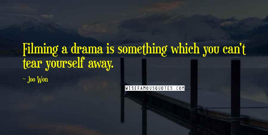 Joo Won Quotes: Filming a drama is something which you can't tear yourself away.