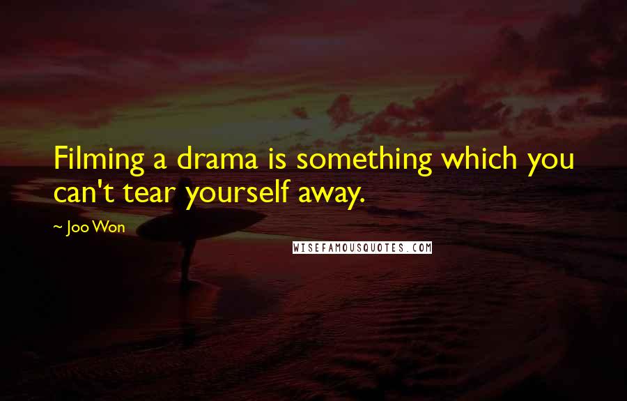 Joo Won Quotes: Filming a drama is something which you can't tear yourself away.
