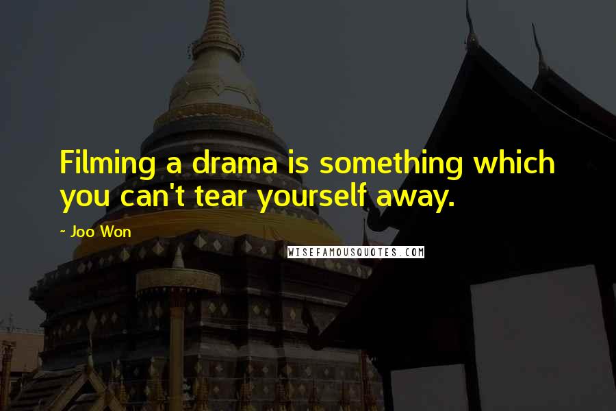 Joo Won Quotes: Filming a drama is something which you can't tear yourself away.