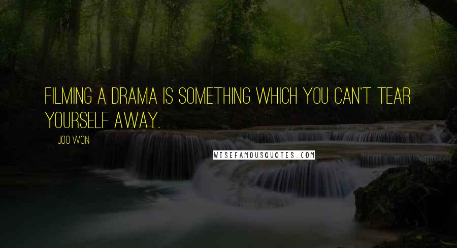 Joo Won Quotes: Filming a drama is something which you can't tear yourself away.