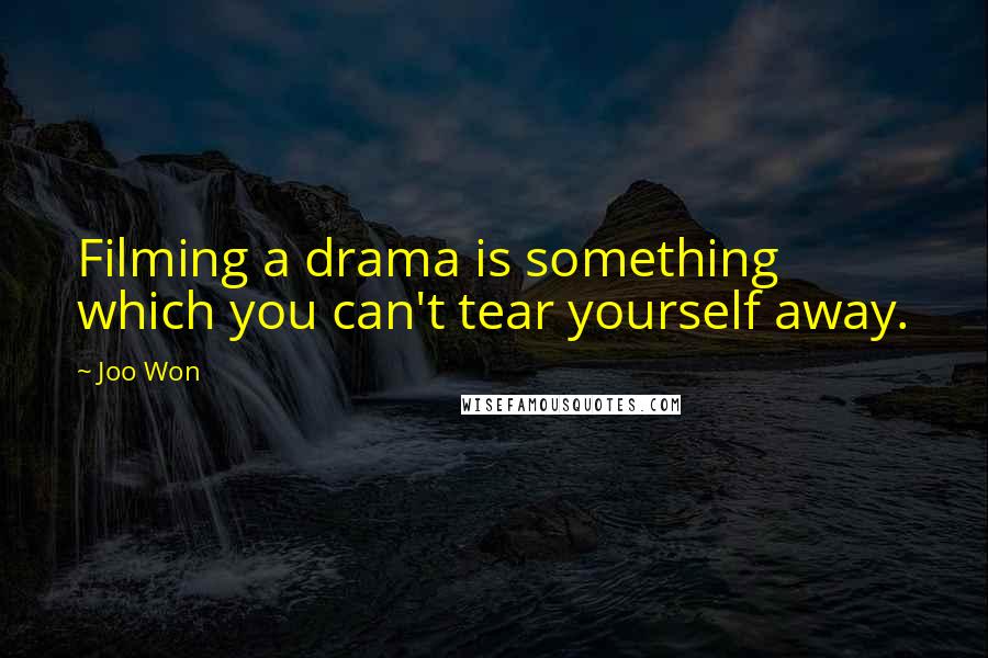 Joo Won Quotes: Filming a drama is something which you can't tear yourself away.