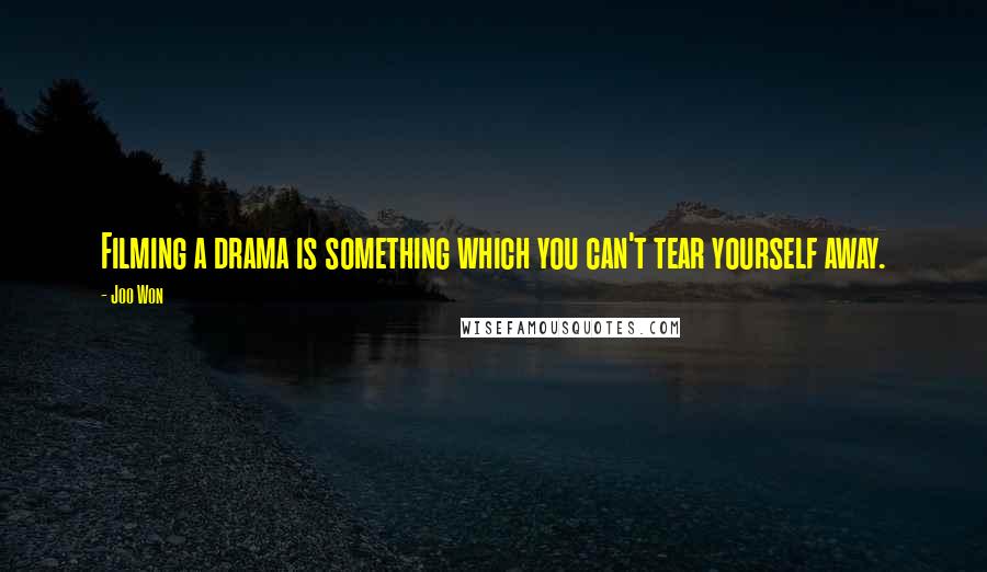 Joo Won Quotes: Filming a drama is something which you can't tear yourself away.