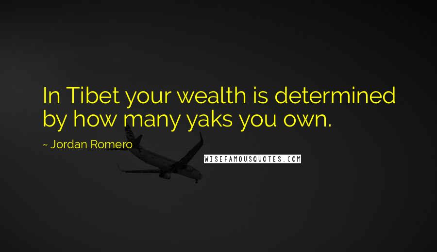 Jordan Romero Quotes: In Tibet your wealth is determined by how many yaks you own.