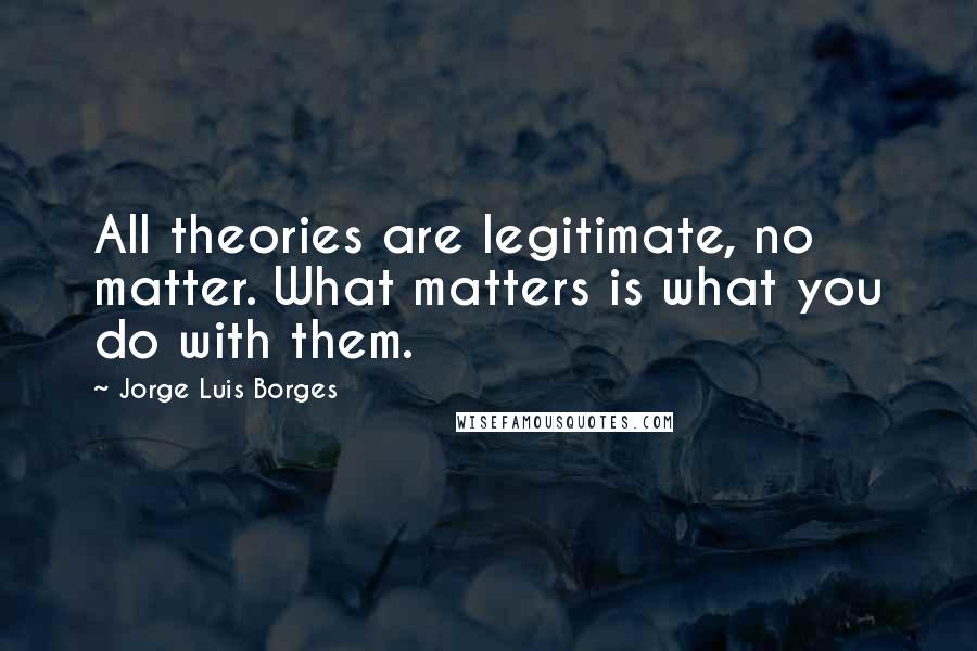 Jorge Luis Borges Quotes: All theories are legitimate, no matter. What matters is what you do with them.