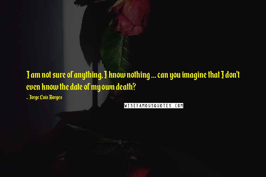 Jorge Luis Borges Quotes: I am not sure of anything, I know nothing ... can you imagine that I don't even know the date of my own death?