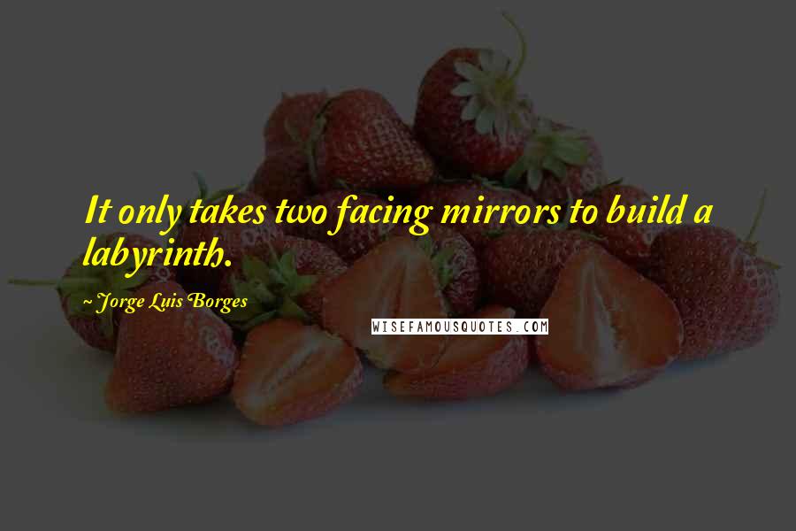 Jorge Luis Borges Quotes: It only takes two facing mirrors to build a labyrinth.