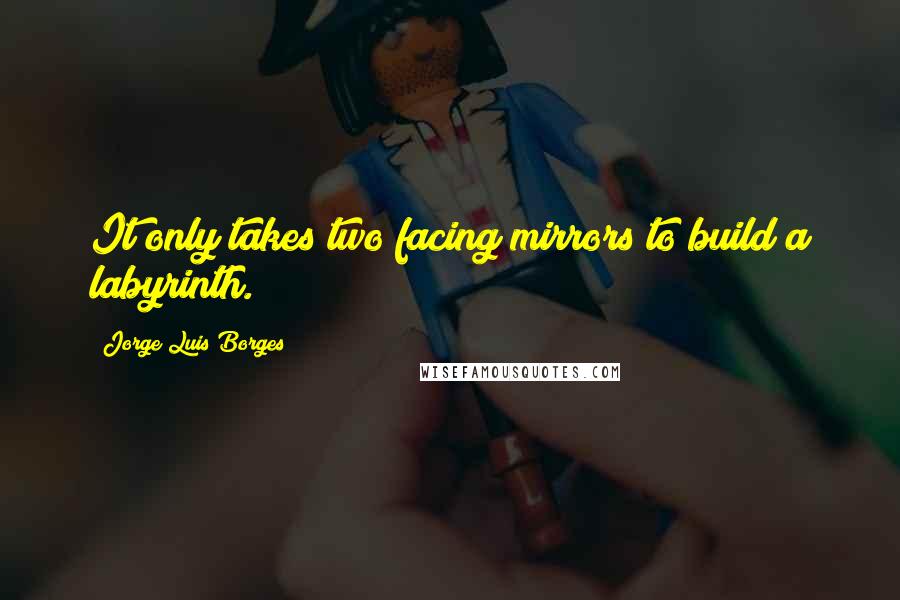 Jorge Luis Borges Quotes: It only takes two facing mirrors to build a labyrinth.