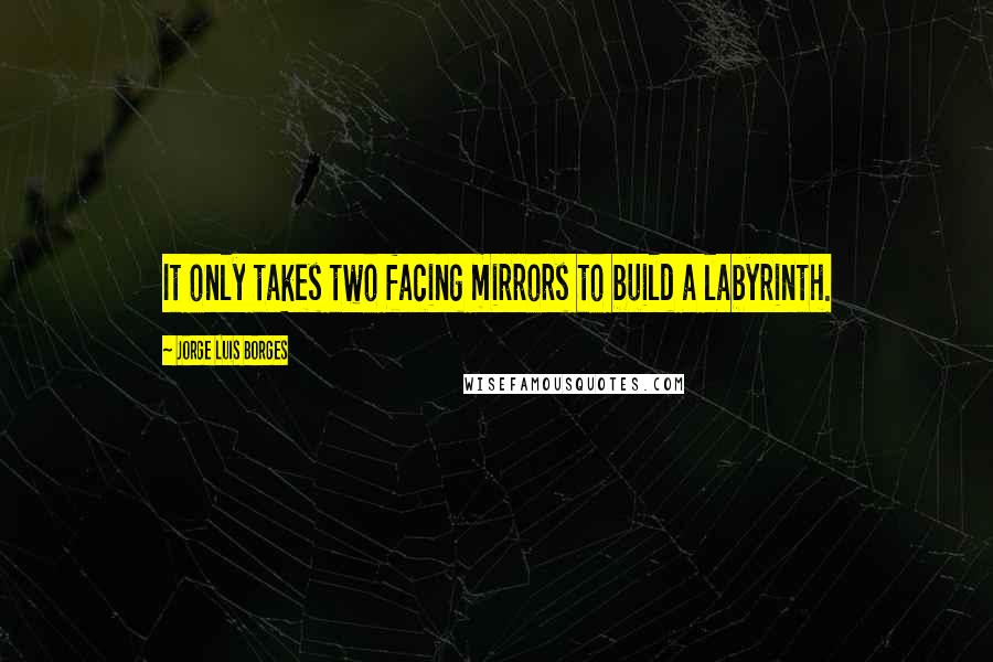 Jorge Luis Borges Quotes: It only takes two facing mirrors to build a labyrinth.