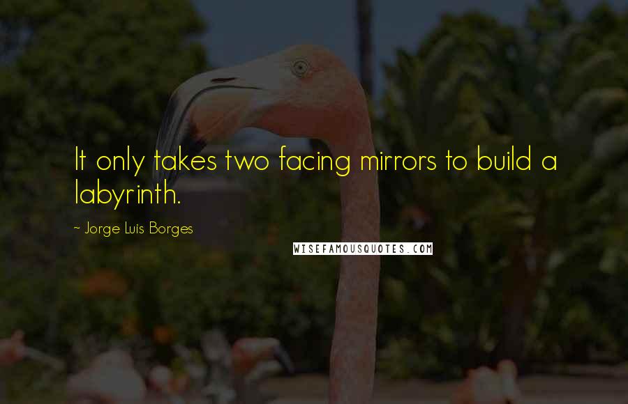 Jorge Luis Borges Quotes: It only takes two facing mirrors to build a labyrinth.