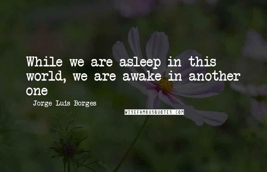 Jorge Luis Borges Quotes: While we are asleep in this world, we are awake in another one