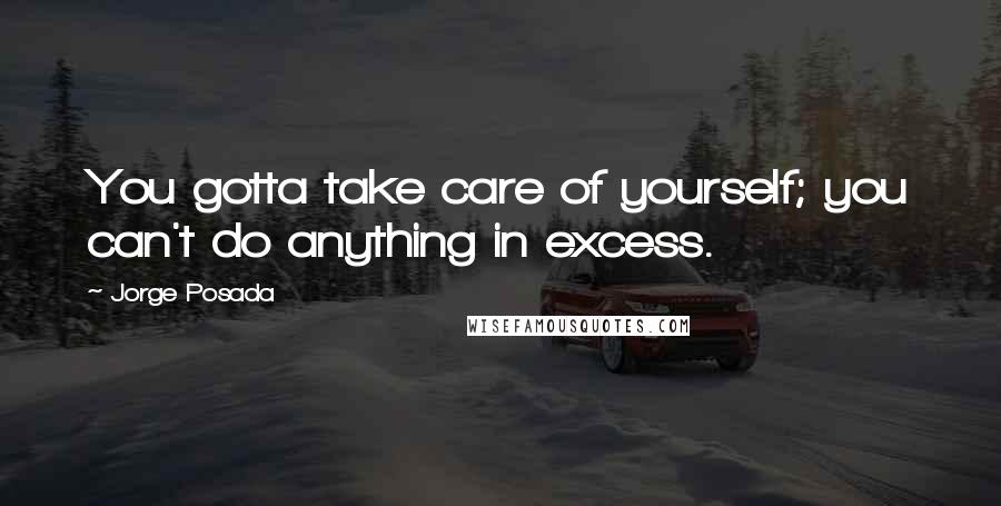 Jorge Posada Quotes: You gotta take care of yourself; you can't do anything in excess.