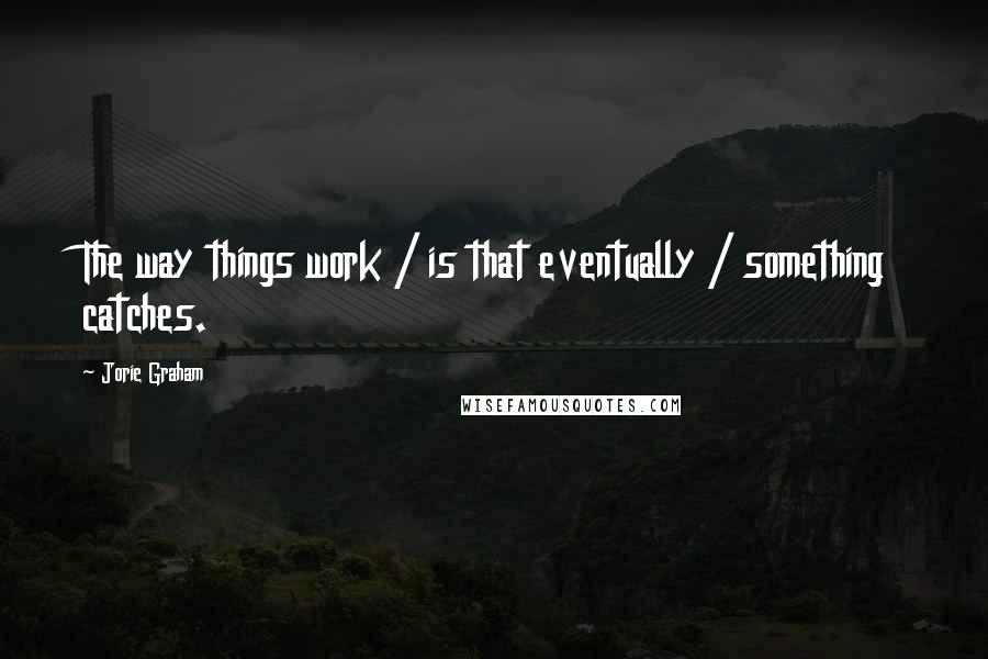 Jorie Graham Quotes: The way things work / is that eventually / something catches.