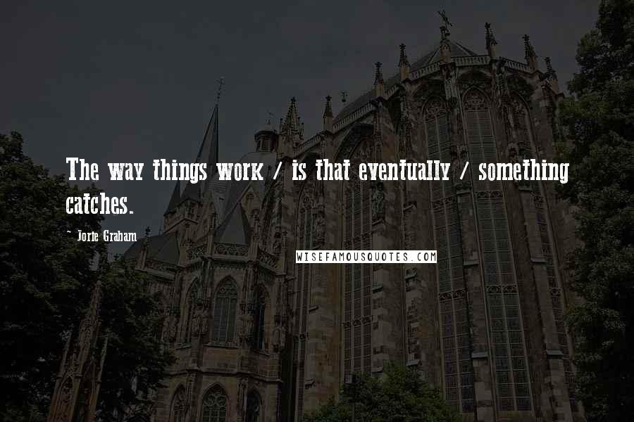 Jorie Graham Quotes: The way things work / is that eventually / something catches.