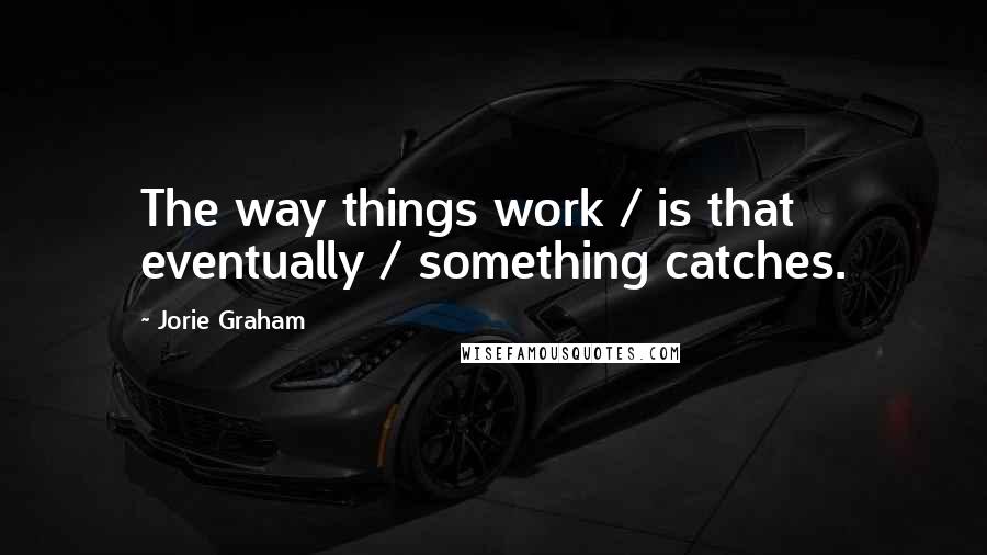 Jorie Graham Quotes: The way things work / is that eventually / something catches.