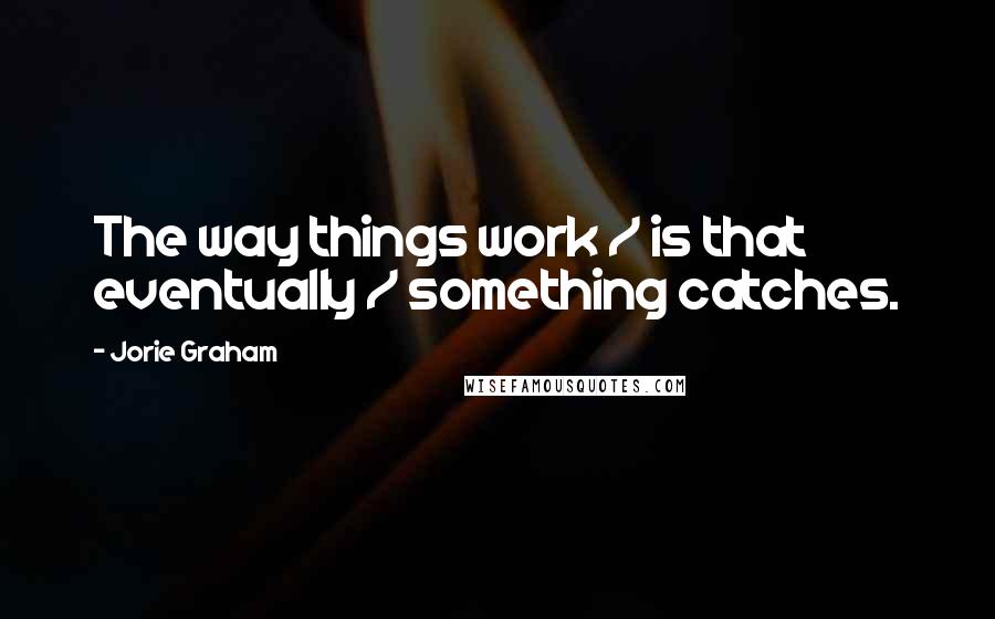 Jorie Graham Quotes: The way things work / is that eventually / something catches.