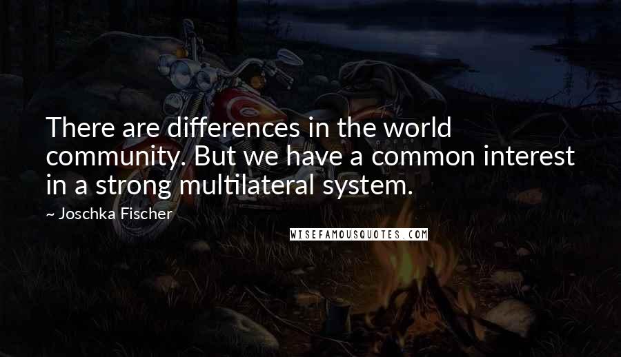 Joschka Fischer Quotes: There are differences in the world community. But we have a common interest in a strong multilateral system.
