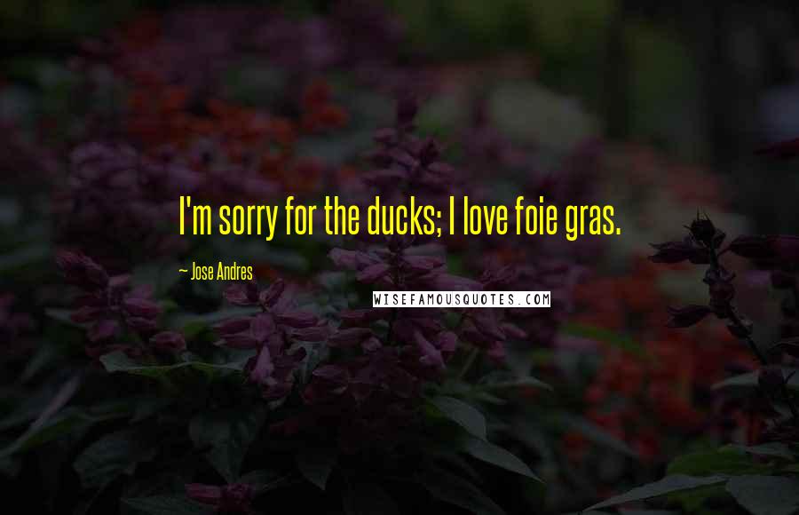 Jose Andres Quotes: I'm sorry for the ducks; I love foie gras.