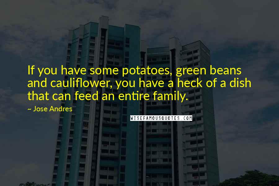 Jose Andres Quotes: If you have some potatoes, green beans and cauliflower, you have a heck of a dish that can feed an entire family.