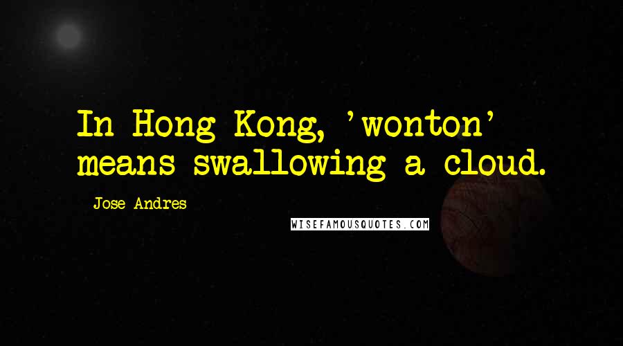 Jose Andres Quotes: In Hong Kong, 'wonton' means swallowing a cloud.