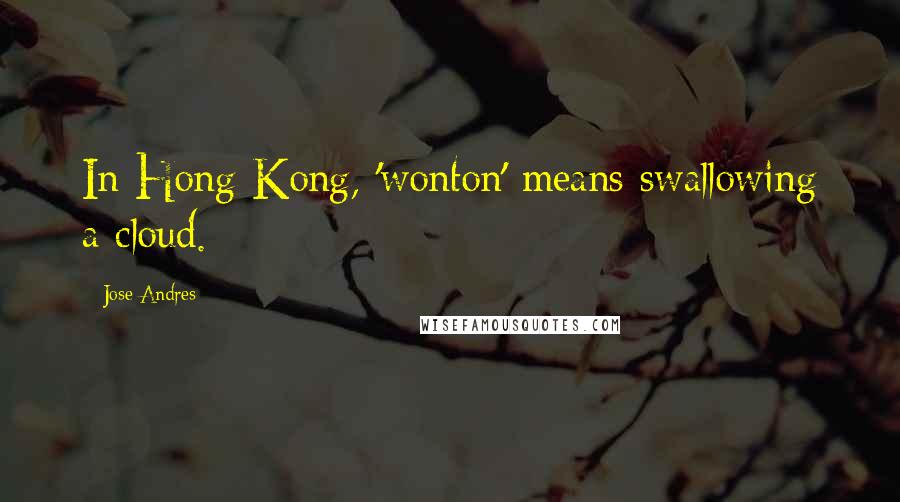 Jose Andres Quotes: In Hong Kong, 'wonton' means swallowing a cloud.