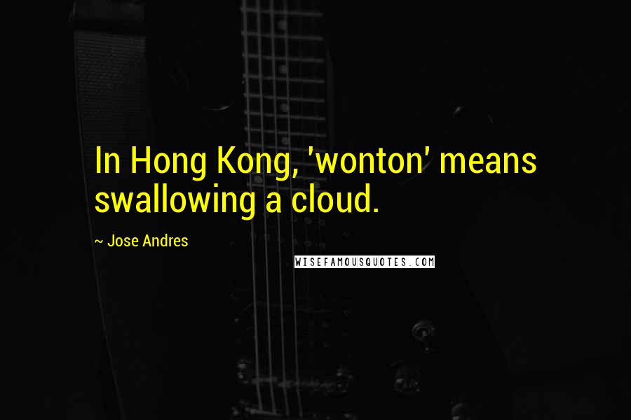 Jose Andres Quotes: In Hong Kong, 'wonton' means swallowing a cloud.