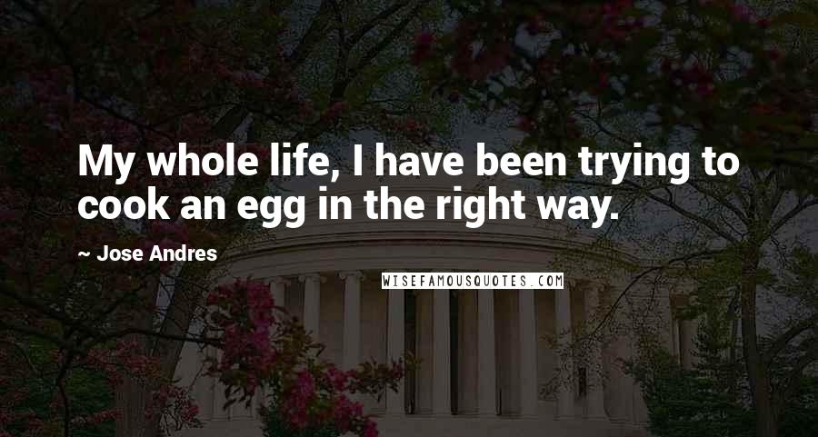 Jose Andres Quotes: My whole life, I have been trying to cook an egg in the right way.