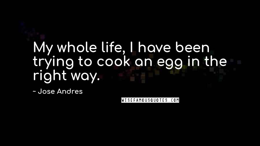 Jose Andres Quotes: My whole life, I have been trying to cook an egg in the right way.