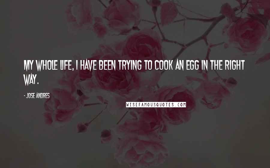 Jose Andres Quotes: My whole life, I have been trying to cook an egg in the right way.