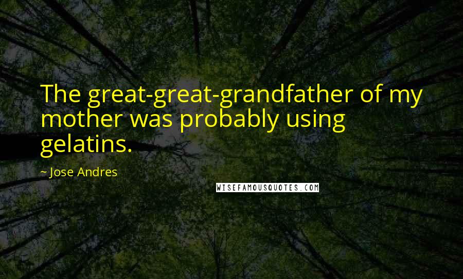 Jose Andres Quotes: The great-great-grandfather of my mother was probably using gelatins.