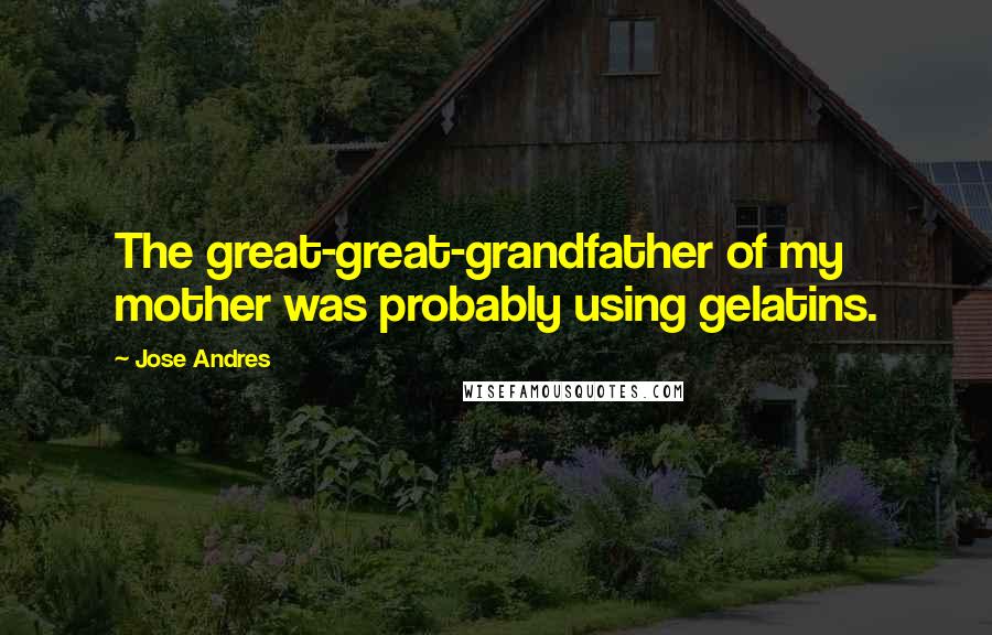 Jose Andres Quotes: The great-great-grandfather of my mother was probably using gelatins.