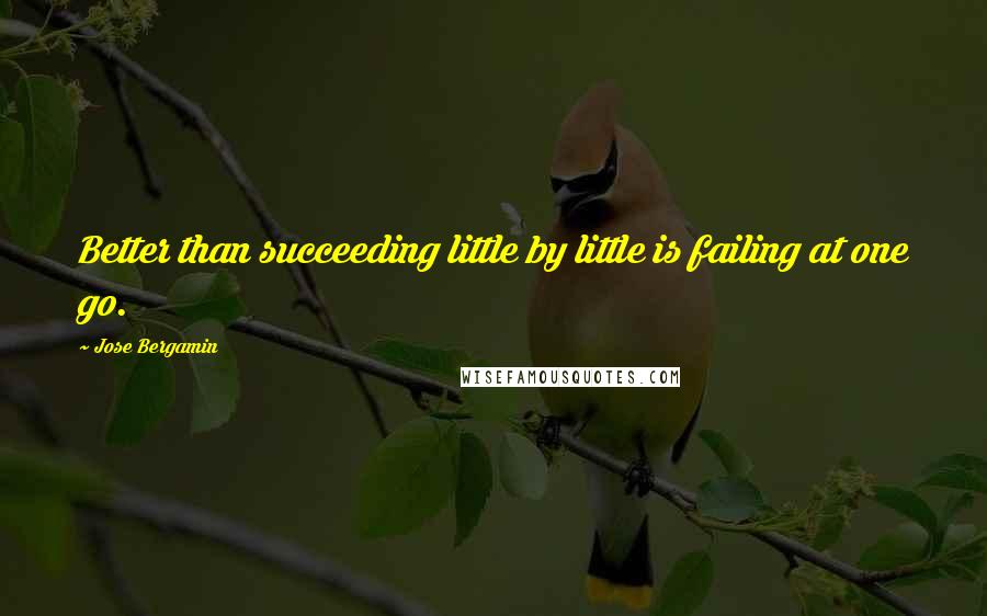 Jose Bergamin Quotes: Better than succeeding little by little is failing at one go.