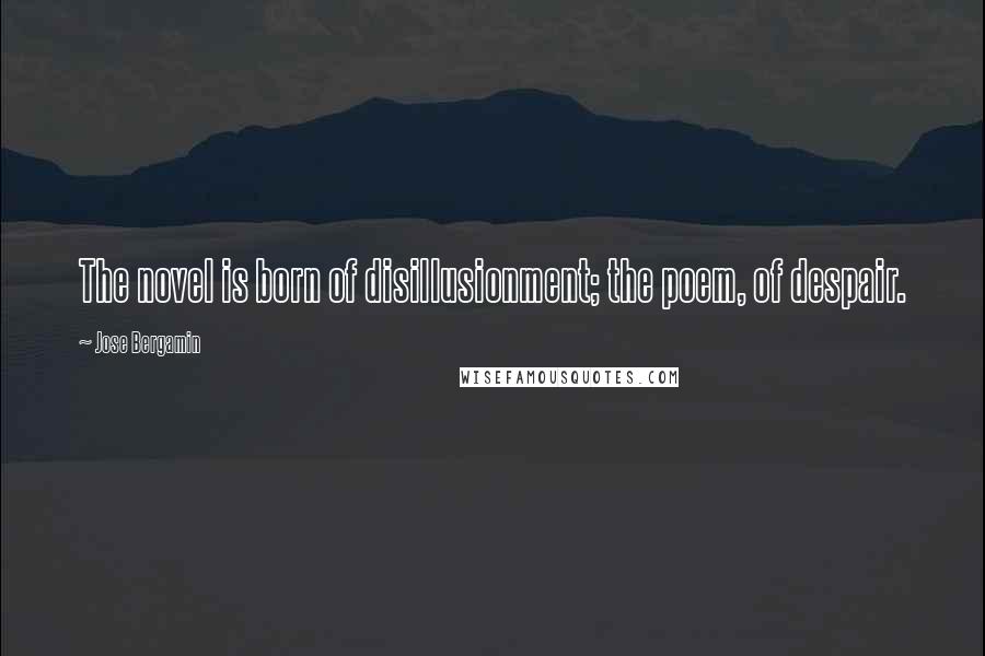 Jose Bergamin Quotes: The novel is born of disillusionment; the poem, of despair.