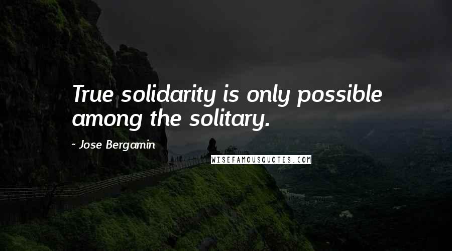 Jose Bergamin Quotes: True solidarity is only possible among the solitary.