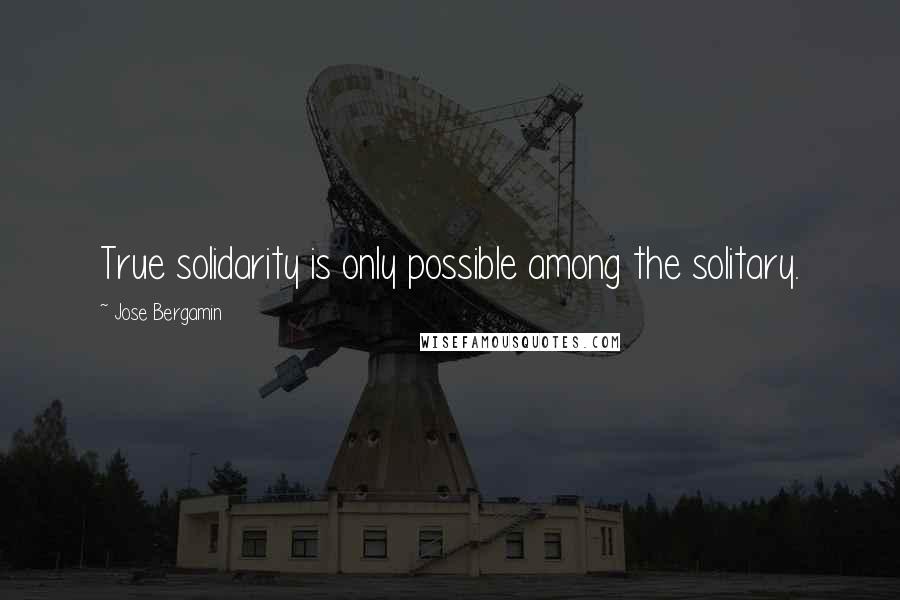Jose Bergamin Quotes: True solidarity is only possible among the solitary.