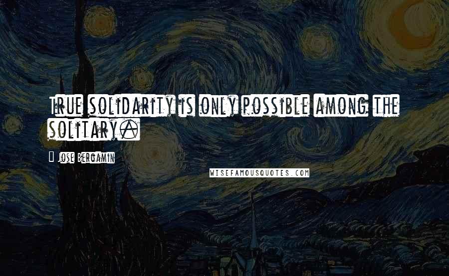 Jose Bergamin Quotes: True solidarity is only possible among the solitary.