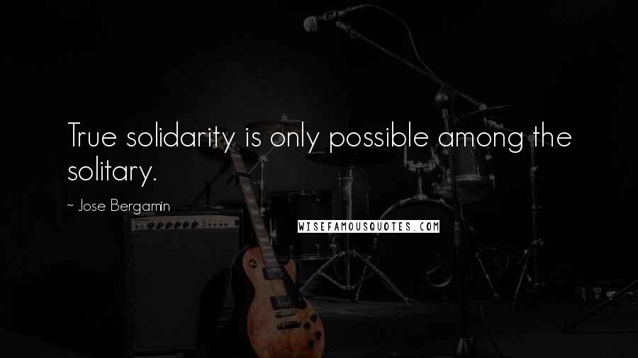 Jose Bergamin Quotes: True solidarity is only possible among the solitary.