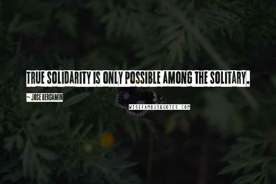 Jose Bergamin Quotes: True solidarity is only possible among the solitary.
