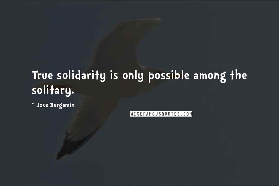Jose Bergamin Quotes: True solidarity is only possible among the solitary.