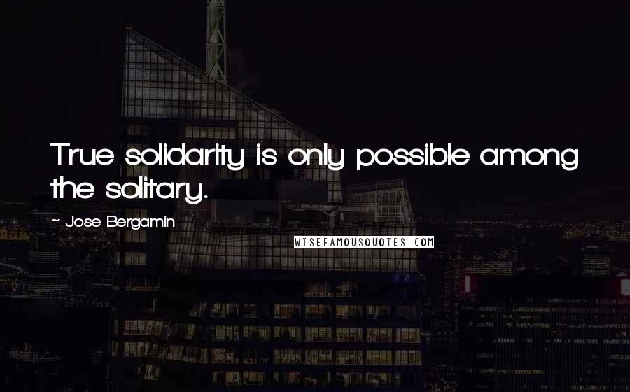 Jose Bergamin Quotes: True solidarity is only possible among the solitary.