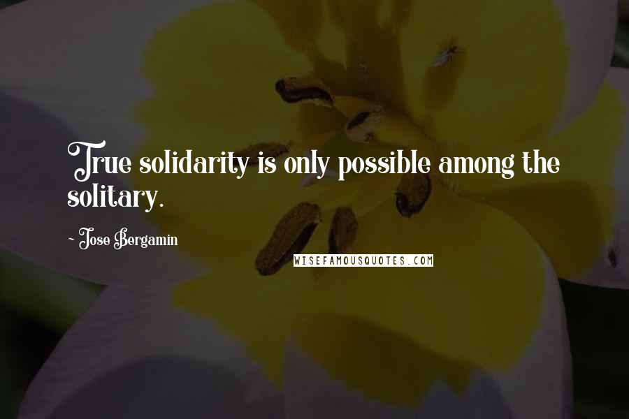Jose Bergamin Quotes: True solidarity is only possible among the solitary.