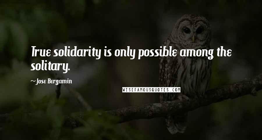 Jose Bergamin Quotes: True solidarity is only possible among the solitary.