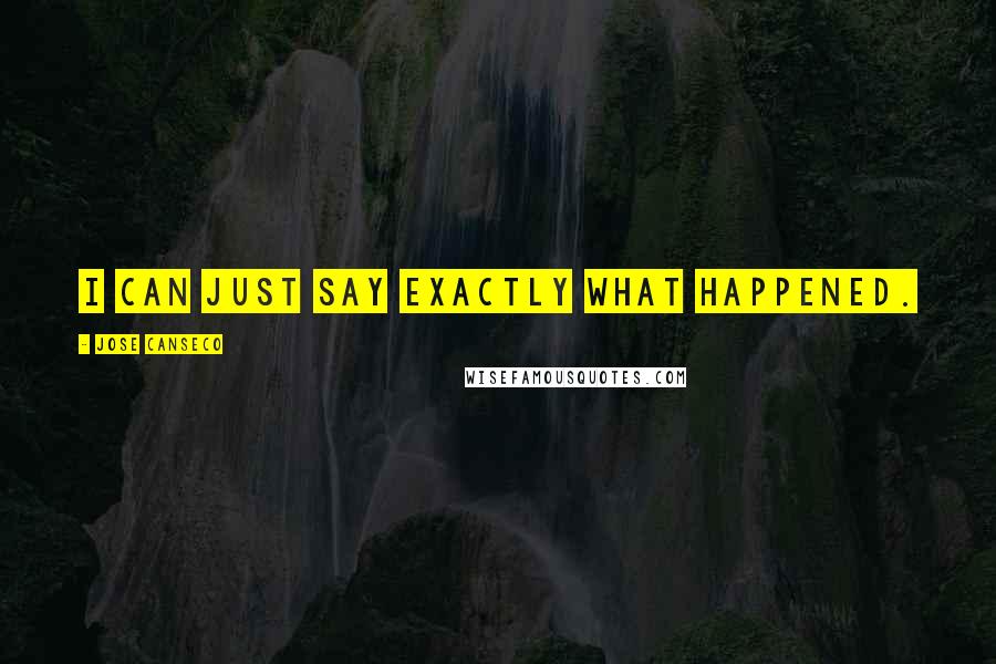 Jose Canseco Quotes: I can just say exactly what happened.