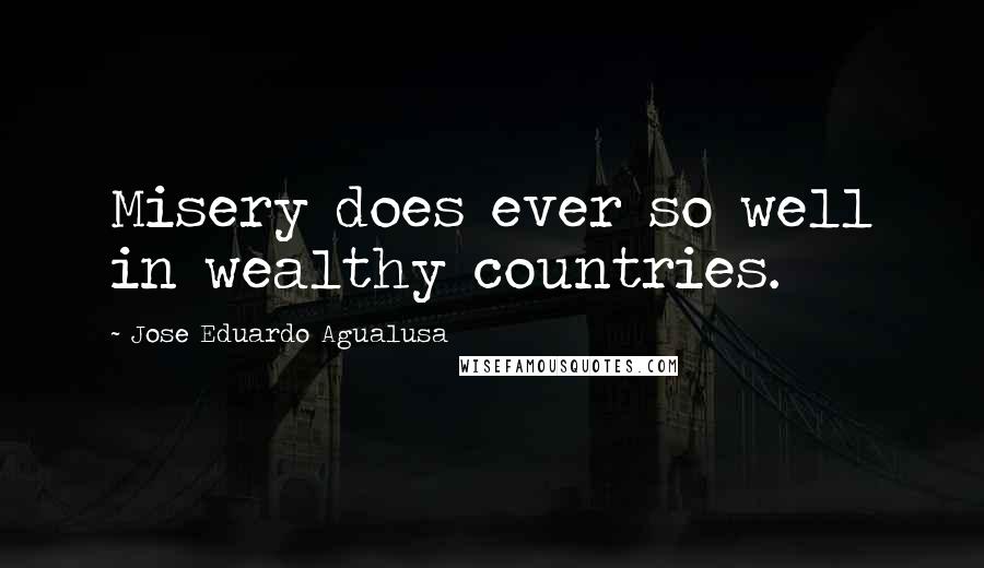 Jose Eduardo Agualusa Quotes: Misery does ever so well in wealthy countries.