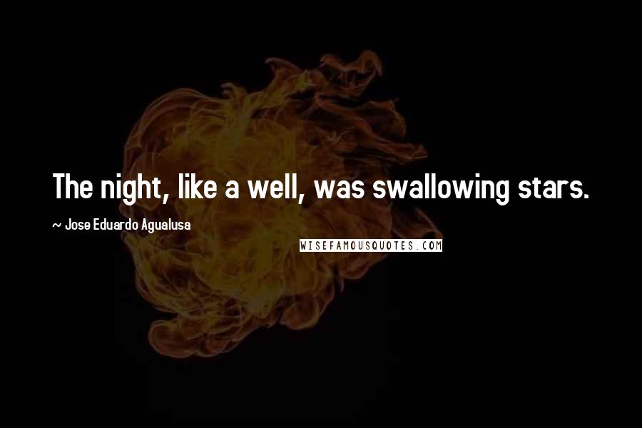 Jose Eduardo Agualusa Quotes: The night, like a well, was swallowing stars.