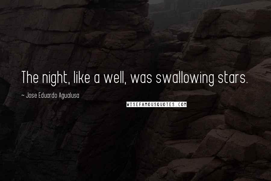 Jose Eduardo Agualusa Quotes: The night, like a well, was swallowing stars.