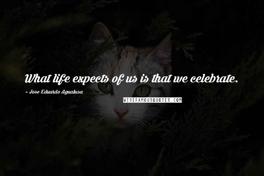 Jose Eduardo Agualusa Quotes: What life expects of us is that we celebrate.