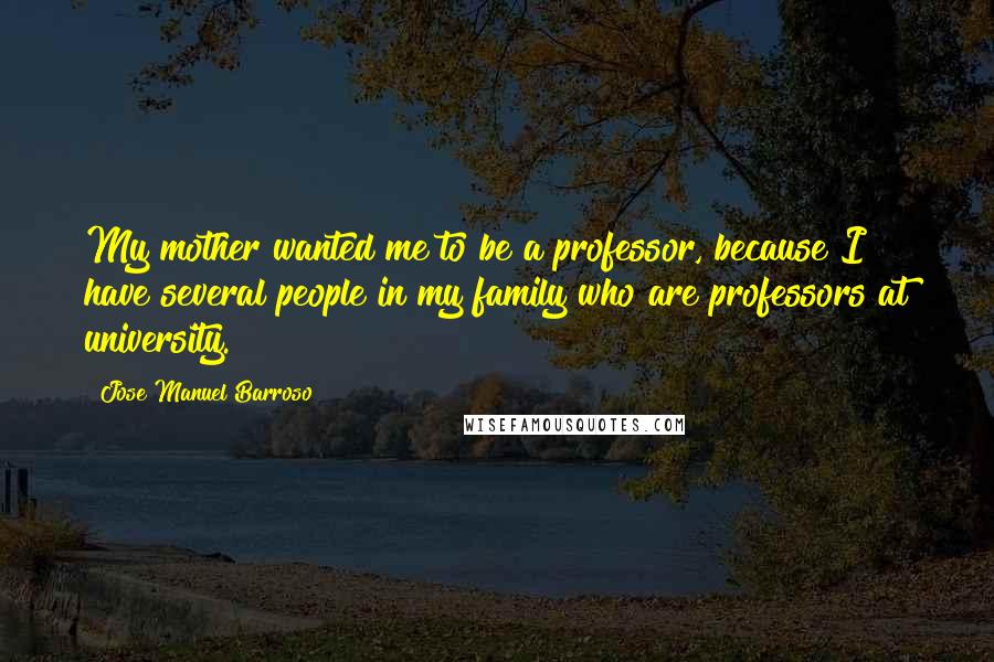 Jose Manuel Barroso Quotes: My mother wanted me to be a professor, because I have several people in my family who are professors at university.