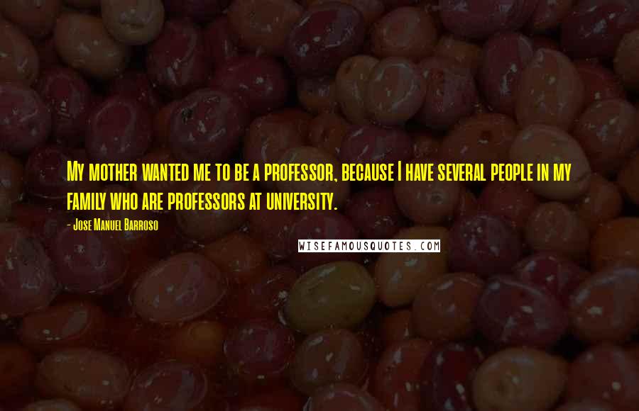 Jose Manuel Barroso Quotes: My mother wanted me to be a professor, because I have several people in my family who are professors at university.