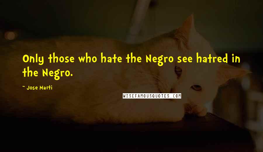 Jose Marti Quotes: Only those who hate the Negro see hatred in the Negro.