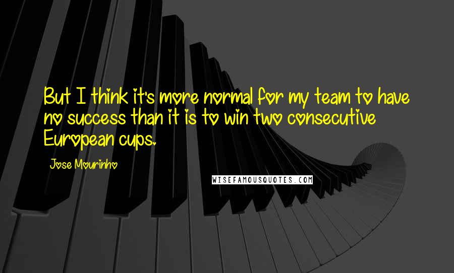 Jose Mourinho Quotes: But I think it's more normal for my team to have no success than it is to win two consecutive European cups.